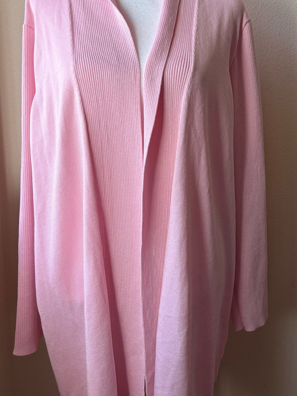 Anne Klein Women's Pink Knit Open Front Shawl Collar Cardigan Sweater 3X Plus